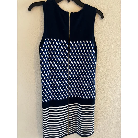 Women's Vintage Juicy Couture Navy & White Geometric Mini sweater Dress S - Picture 4 of 6